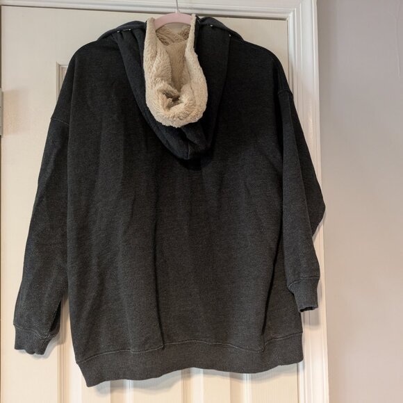 Aerie dark gray sweatshirt with fuzzy hood - Picture 2 of 5